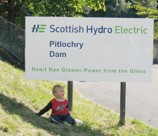 Sign for the Pitlochry hydroelectric dam