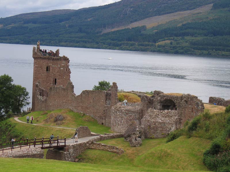 Urquhart Castle tower and bridge